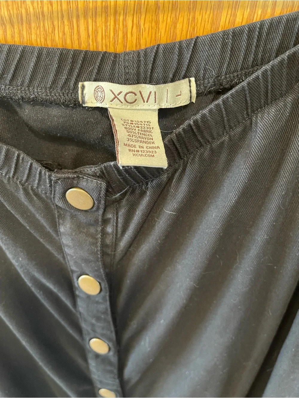 XCVI Black Button-Front Drawstring Maxi Skirt with Brass Buttons